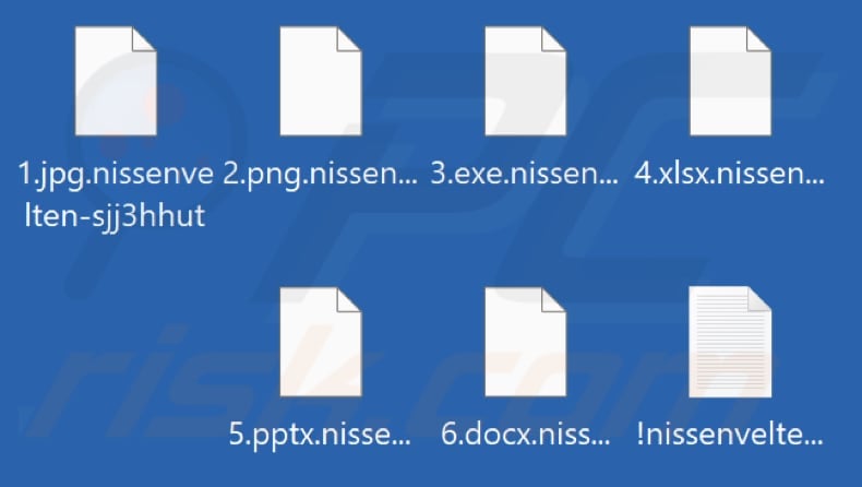 Files encrypted by Nissenvelten ransomware (.nissenvelten-sjj3hhut extension)