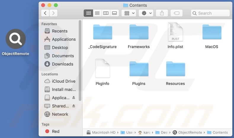 ObjectRemote adware install folder