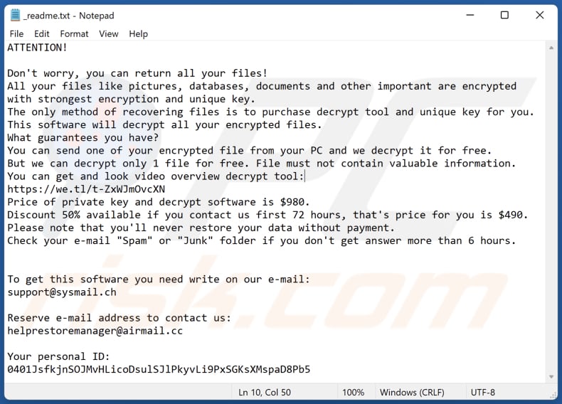 Ooii ransomware text file (_readme.txt)
