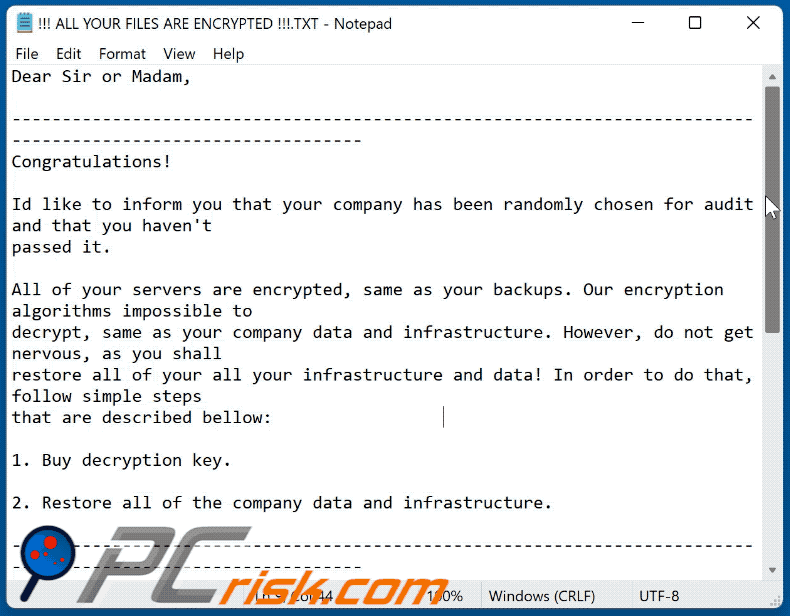Oslapisavkusna ransomware ransom-demanding message (!!! ALL YOUR FILES ARE ENCRYPTED !!!.TXT) GIF