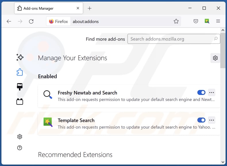 Removing pickmysearch.com related Mozilla Firefox extensions