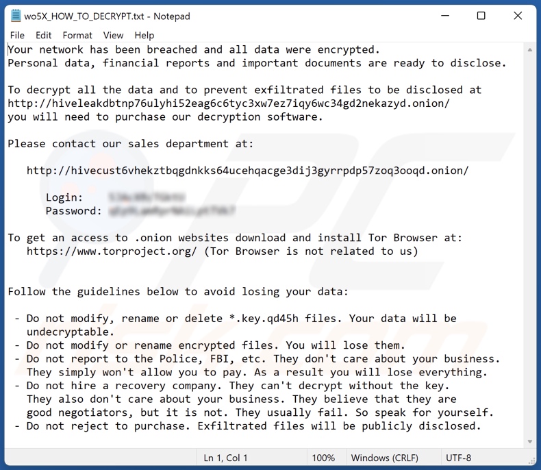 Qd45h ransomware ransom-demanding message (wo5X_HOW_TO_DECRYPT.txt)