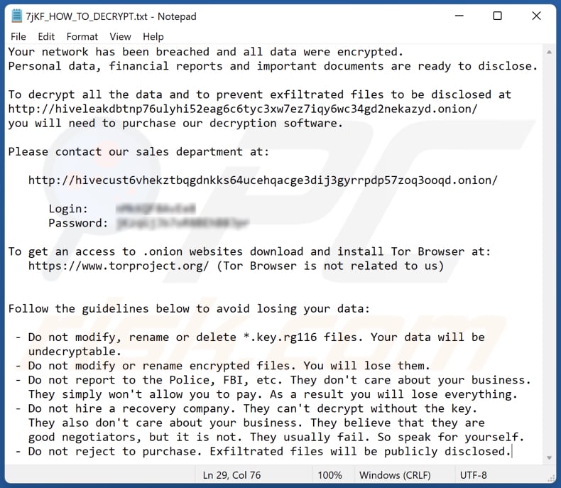 Rg116 ransomware text file (7jKF_HOW_TO_DECRYPT.txt)