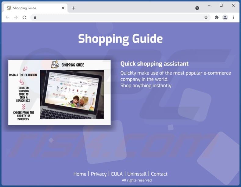Website promoting Shopping Guide adware