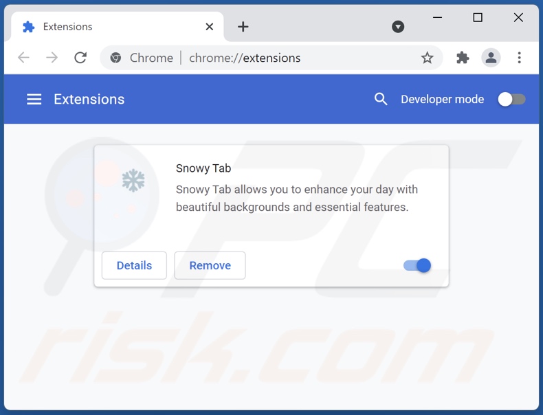 Removing search.snowytab.com related Google Chrome extensions
