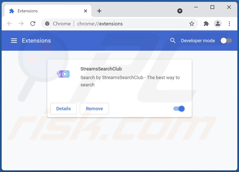 Removing streamssearchclub.com related Google Chrome extensions