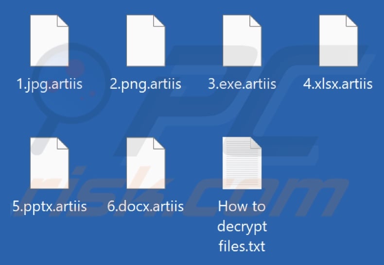 Files encrypted by TargetCompany ransomware (.artiis extension)