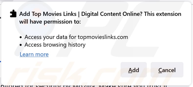 top movies links digital content online browser hijacker browser notification firefox