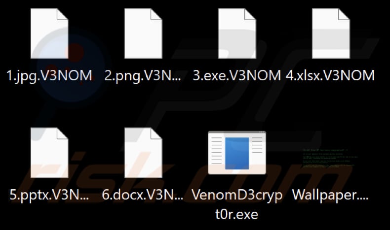 Files encrypted by V3NOM ransomware (.V3NOM extension)