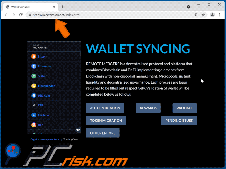 Appearance of WALLET SYNCING scam