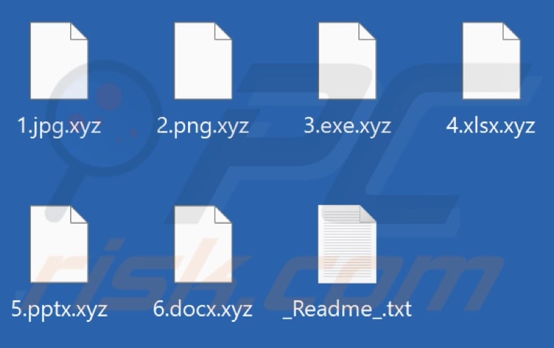 Files encrypted by Xyz ransomware (.xyz extension)