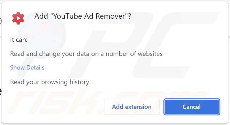 YouTube Ad Remover adware asked permissions
