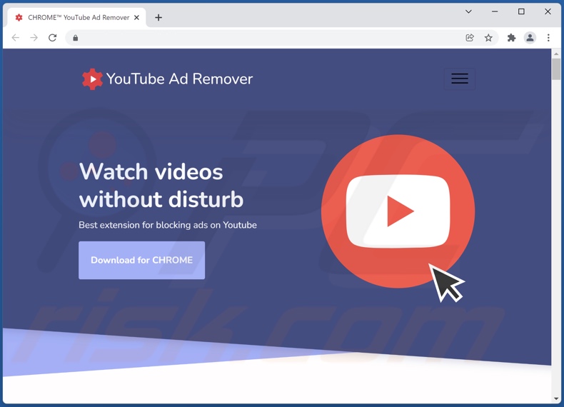 Website promoting YouTube Ad Remover adware