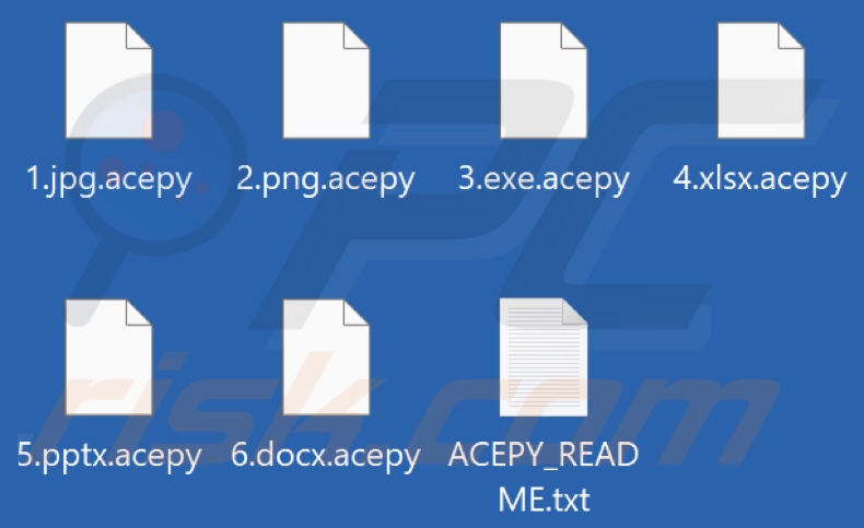 Files encrypted by Acepy ransomware (.acepy extension)