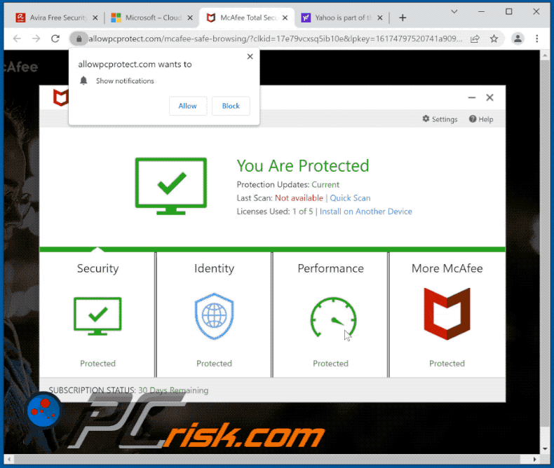 allowpcprotect[.]com website appearance (GIF)