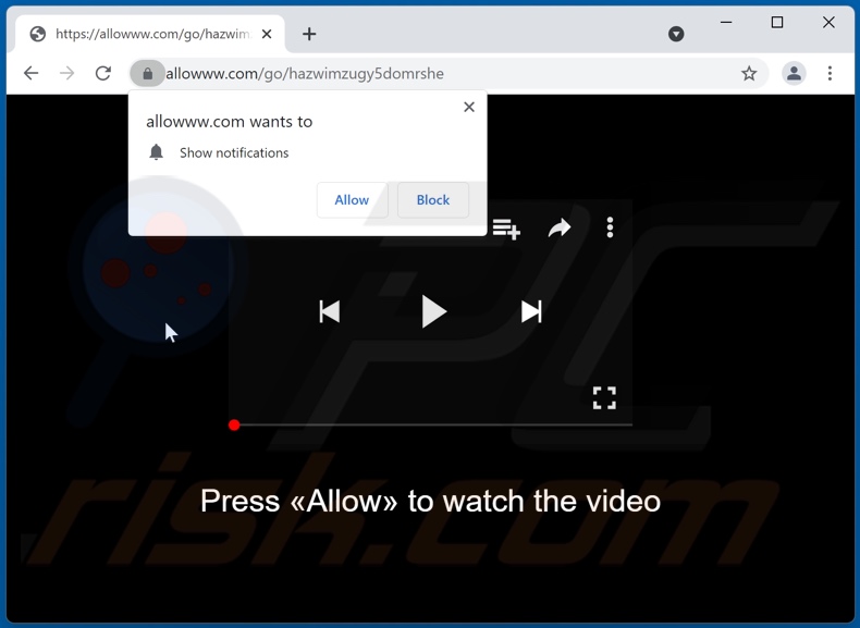 allowww[.]com pop-up redirects