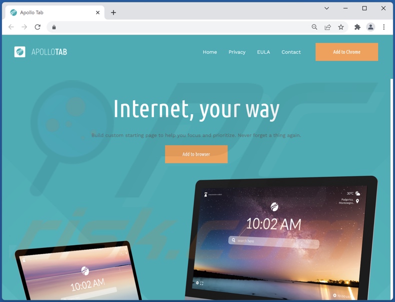 Website used to promote Apollo Tab browser hijacker