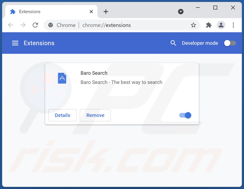 Removing barosearch.com related Google Chrome extensions