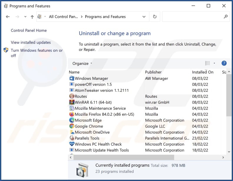 Best Cleaner adware uninstall via Control Panel