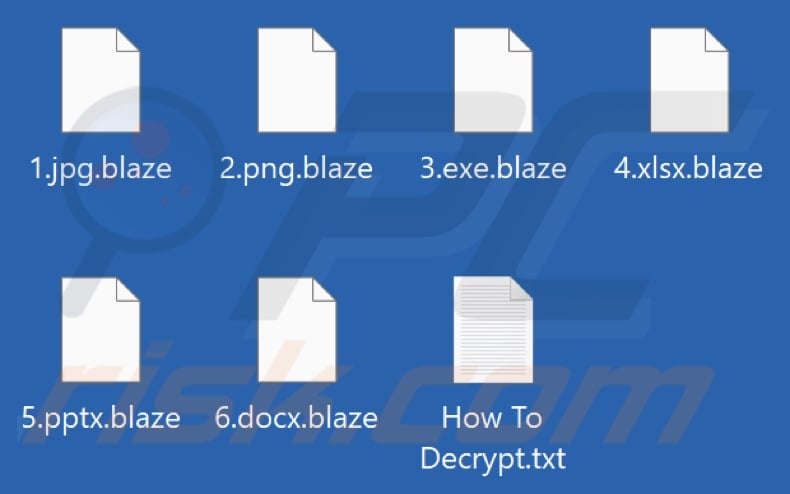 Files encrypted by Blaze ransomware (.blaze extension)