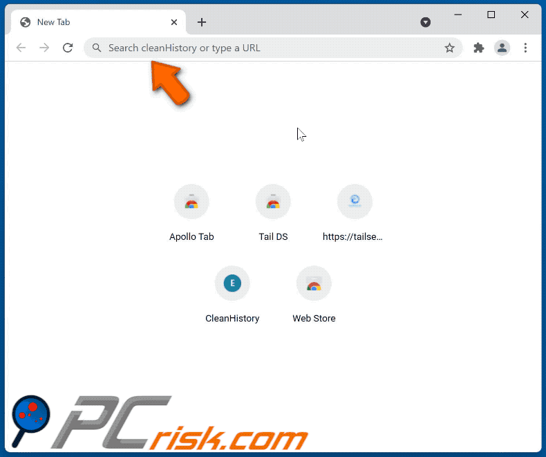 cleanHistory browser hijacker redirecting to Bing (GIF)