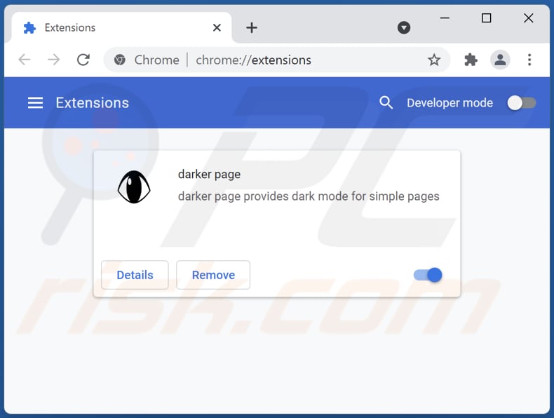 Removing darker page adware from Google Chrome step 2