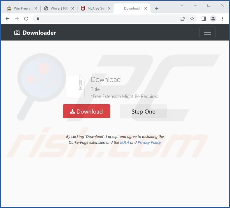 darker page adware deceptive download page
