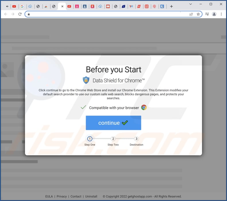 data shield for chrome browser hijacker download page