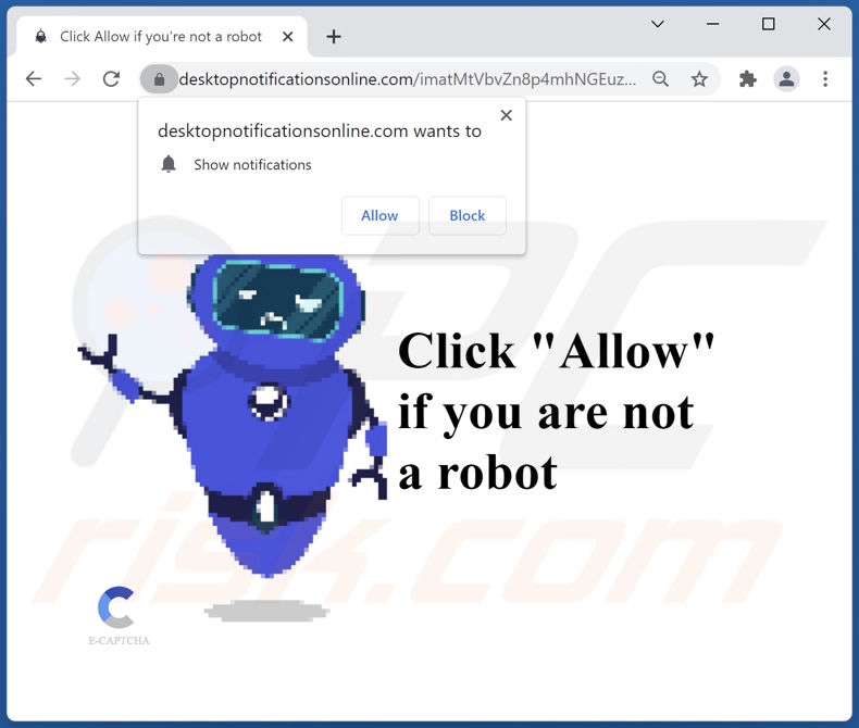 desktopnotificationsonline[.]com pop-up redirects