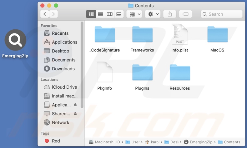 EmergingZip adware install folder