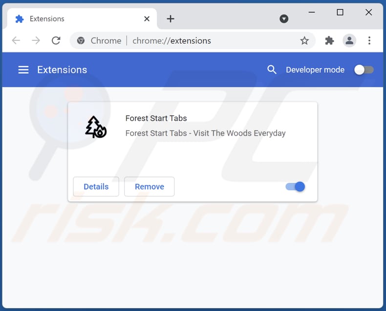 Removing foreststarttabs.com related Google Chrome extensions