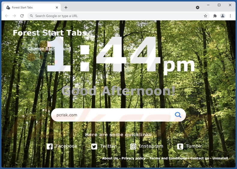 foreststarttabs.com browser hijacker