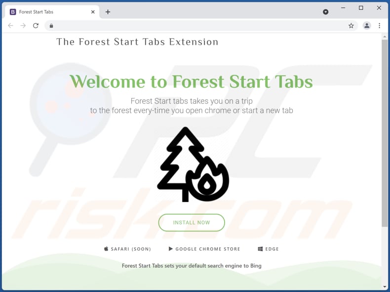 Website used to promote Forest Start Tabs browser hijacker