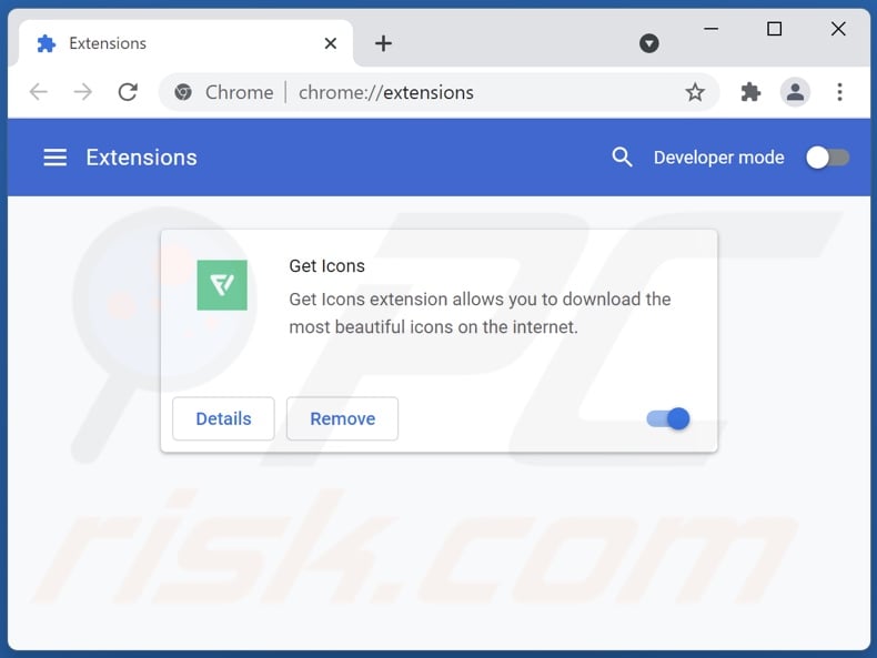 Removing Get Icons ads from Google Chrome step 2