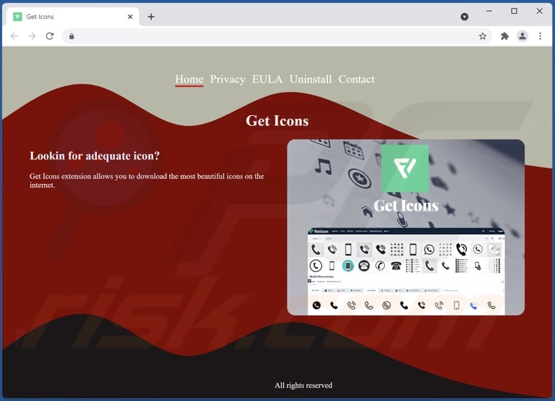 Website promoting Get Icons adware