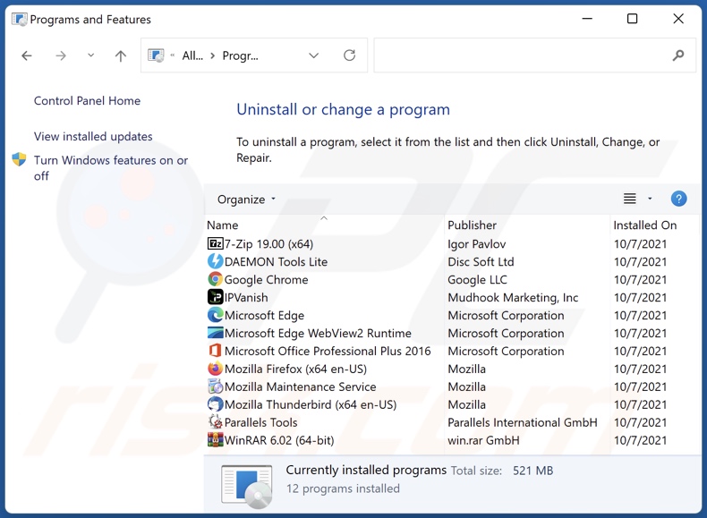 history-cleaner.xyz browser hijacker uninstall via Control Panel