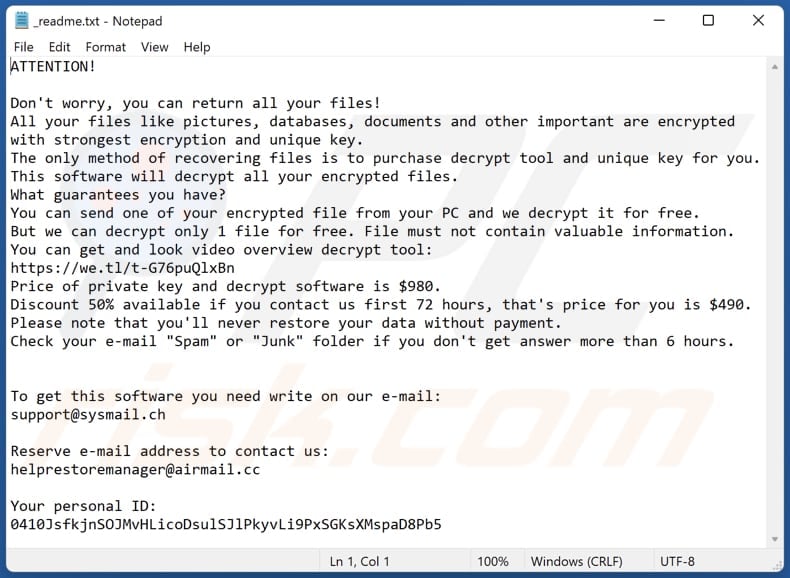 Iiof ransomware text file (_readme.txt)