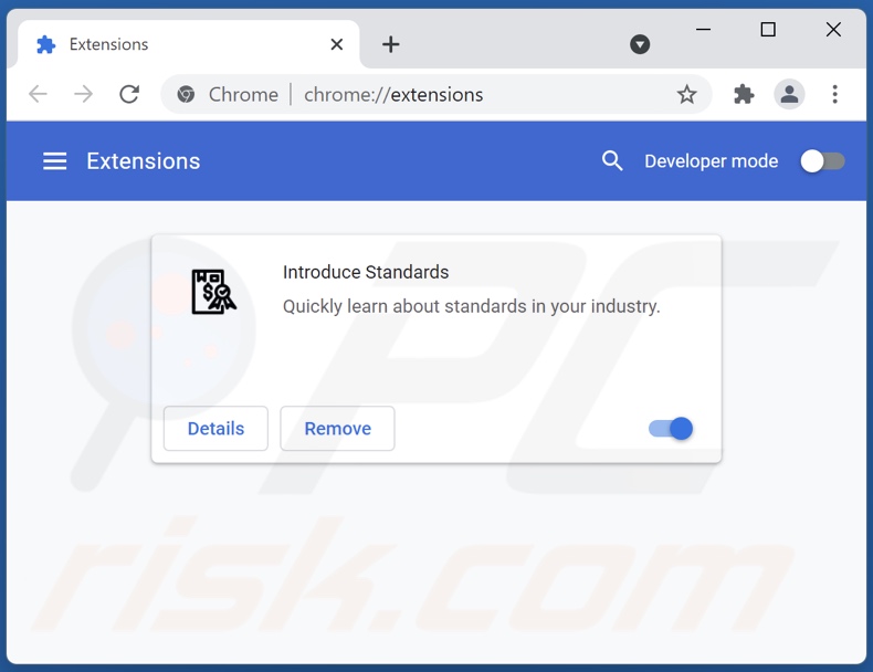 Removing Introduce Standards ads from Google Chrome step 2