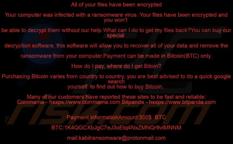 Kabil ransomware wallpaper