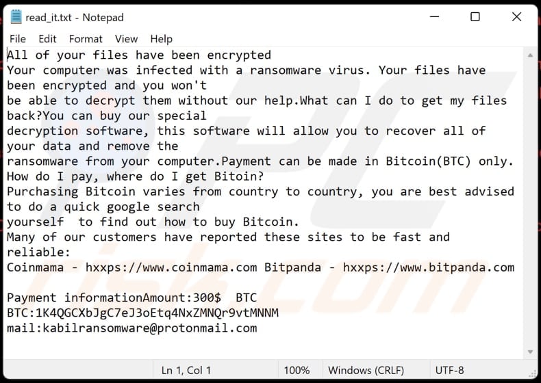 Kabil ransomware text file (read_it.txt)