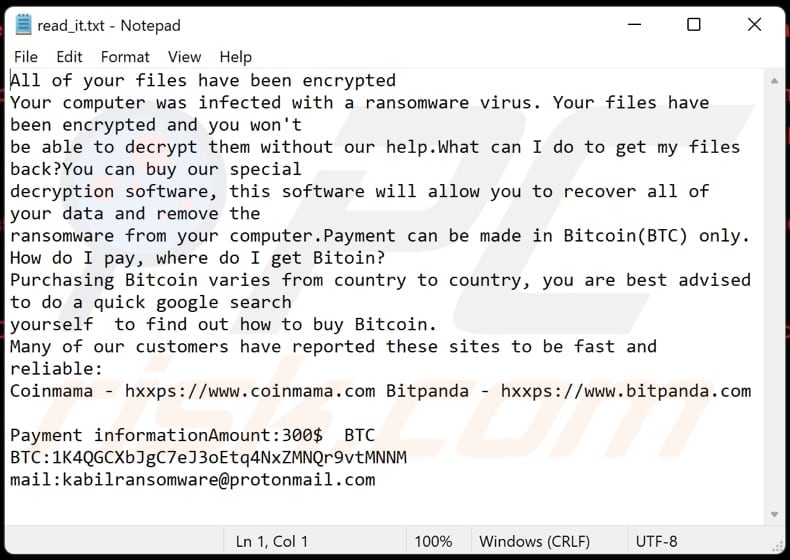 Kabil ransomware text file (read_it.txt)