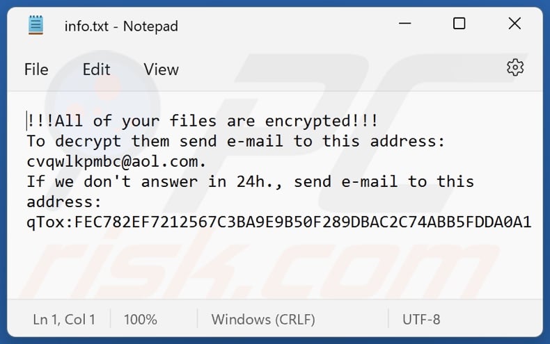 LKS ransomware text file (info.txt)