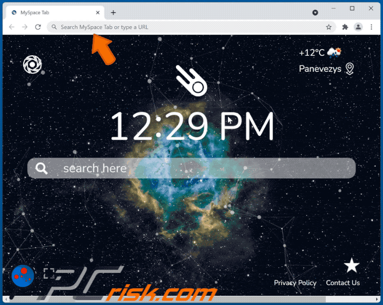 myspace tab browser hijacker search.spaceytab.com redirects to google.com