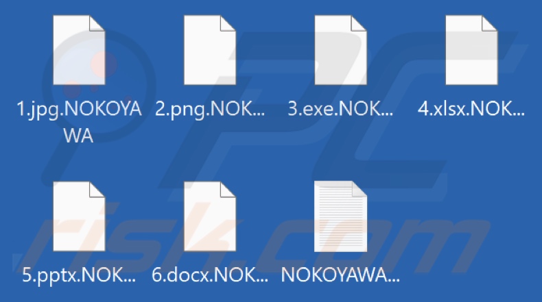 Files encrypted by NOKOYAWA ransomware (.NOKOYAWA extension)