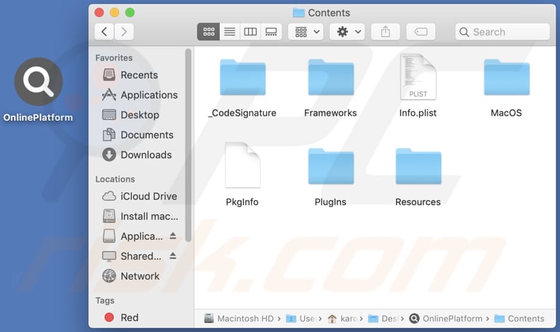 onlineplatform adware contents folder