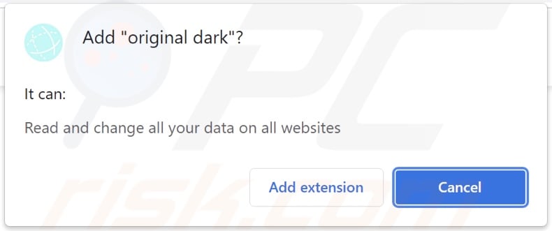 original dark adware asking for permissions