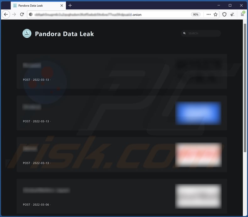 pandora ransomware data leaking site