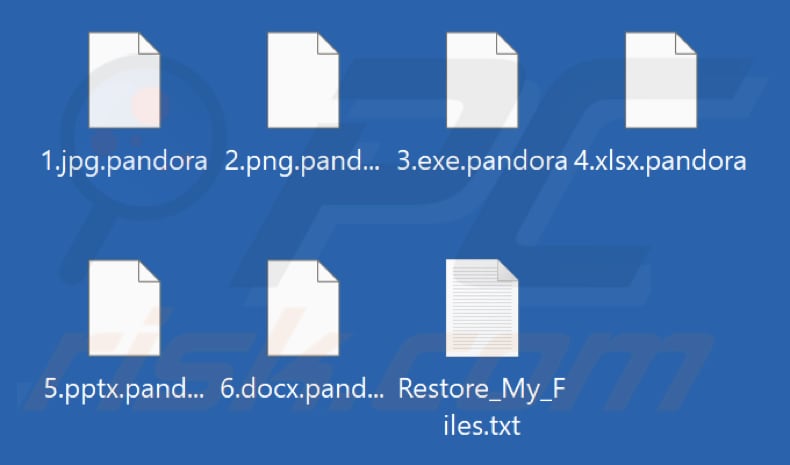 Files encrypted by Pandora ransomware (.pandora extension)