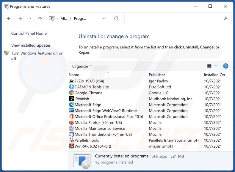 power-cleaner.xyz browser hijacker uninstall via Control Panel