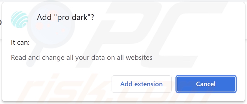 Pro Dark adware asking for permissions